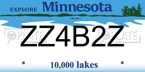ZZ4B2Z Minnesota License Plate