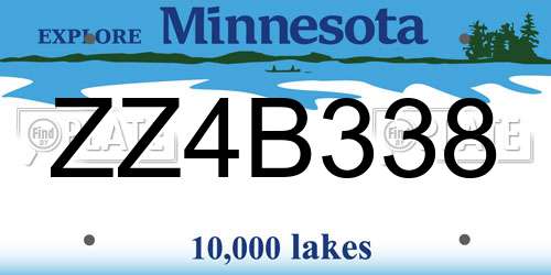ZZ4B338 Minnesota License Plate