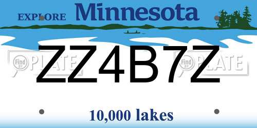 ZZ4B7Z Minnesota License Plate