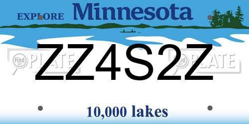 ZZ4S2Z Minnesota License Plate