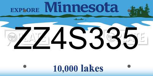 ZZ4S335 Minnesota License Plate