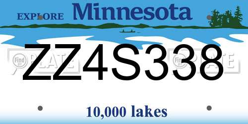 ZZ4S338 Minnesota License Plate