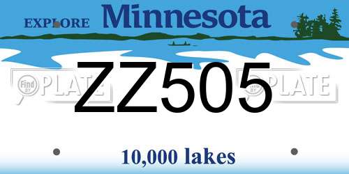 ZZ505 Minnesota License Plate