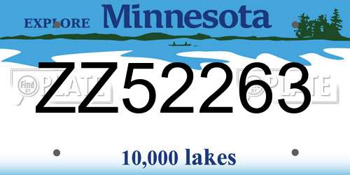 ZZ52263 Minnesota License Plate