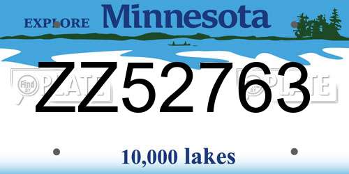 ZZ52763 Minnesota License Plate