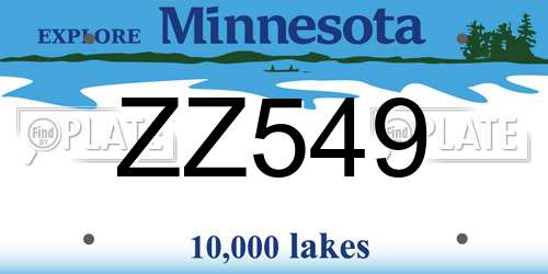 ZZ549 Minnesota License Plate