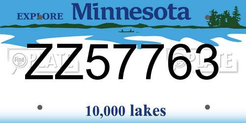 ZZ57763 Minnesota License Plate