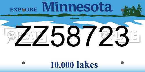 ZZ58723 Minnesota License Plate