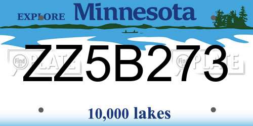 ZZ5B273 Minnesota License Plate