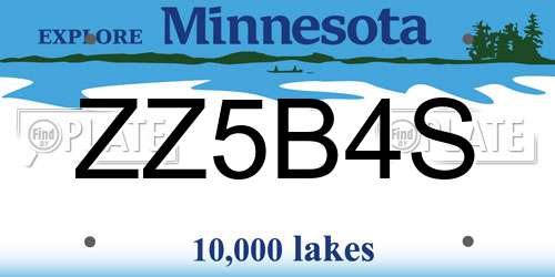 ZZ5B4S Minnesota License Plate