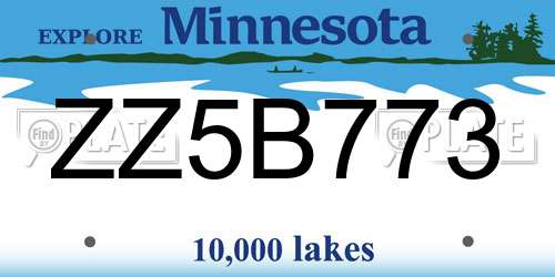 ZZ5B773 Minnesota License Plate