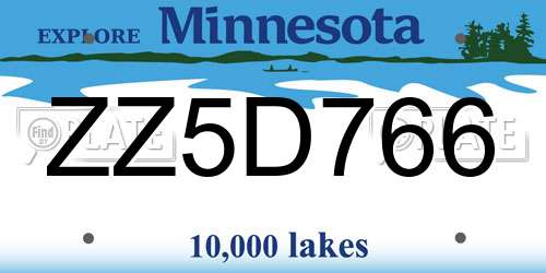 ZZ5D766 Minnesota License Plate