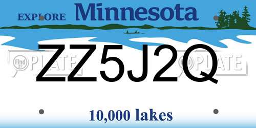 ZZ5J2Q Minnesota License Plate