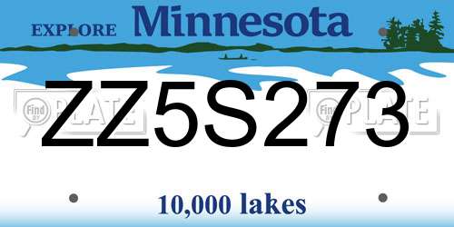 ZZ5S273 Minnesota License Plate