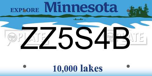 ZZ5S4B Minnesota License Plate
