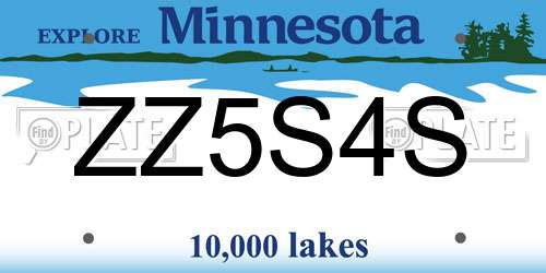ZZ5S4S Minnesota License Plate