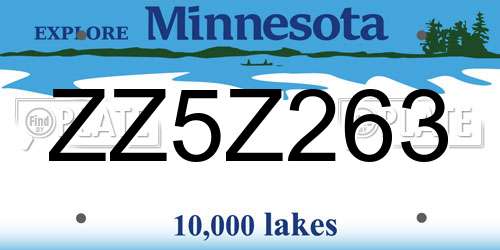 ZZ5Z263 Minnesota License Plate
