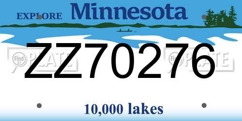 ZZ70276 Minnesota License Plate