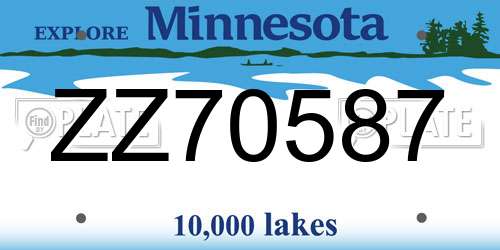 ZZ70587 Minnesota License Plate