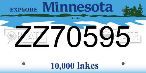 ZZ70595 Minnesota License Plate