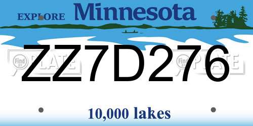 ZZ7D276 Minnesota License Plate