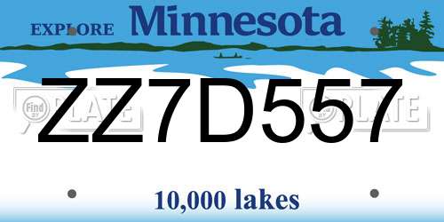 ZZ7D557 Minnesota License Plate