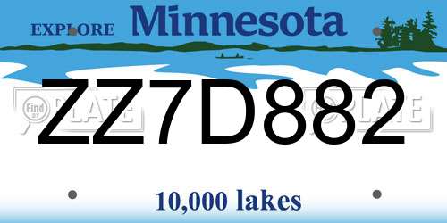 ZZ7D882 Minnesota License Plate