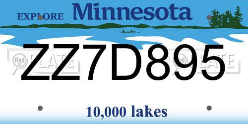 ZZ7D895 Minnesota License Plate