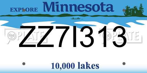 ZZ7I313 Minnesota License Plate