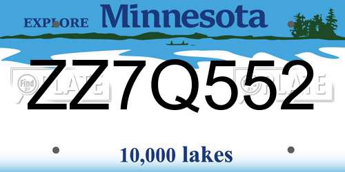 ZZ7Q552 Minnesota License Plate