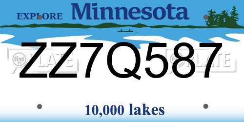 ZZ7Q587 Minnesota License Plate