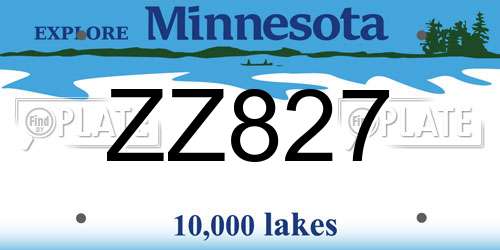 ZZ827 Minnesota License Plate