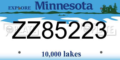 ZZ85223 Minnesota License Plate