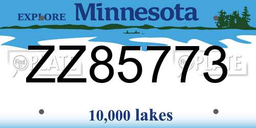 ZZ85773 Minnesota License Plate
