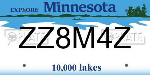 ZZ8M4Z Minnesota License Plate