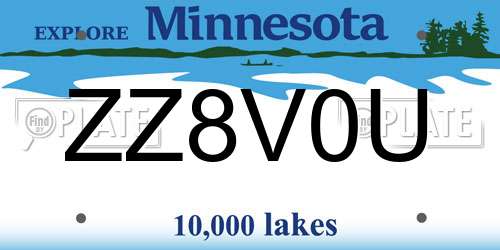 ZZ8V0U Minnesota License Plate