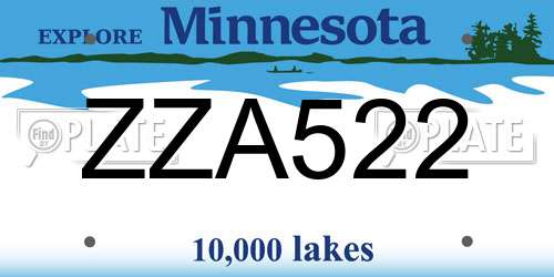ZZA522 Minnesota License Plate