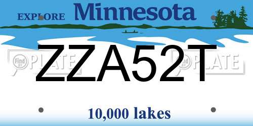 ZZA52T Minnesota License Plate