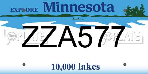 ZZA577 Minnesota License Plate