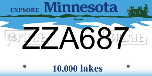 ZZA687 Minnesota License Plate