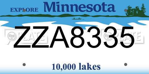 ZZA8335 Minnesota License Plate