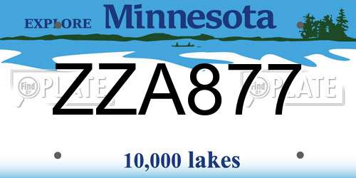 ZZA877 Minnesota License Plate