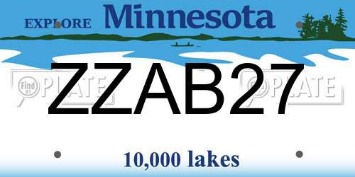 ZZAB27 Minnesota License Plate