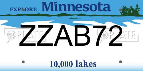 ZZAB72 Minnesota License Plate