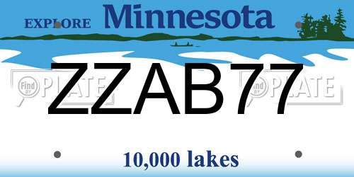 ZZAB77 Minnesota License Plate