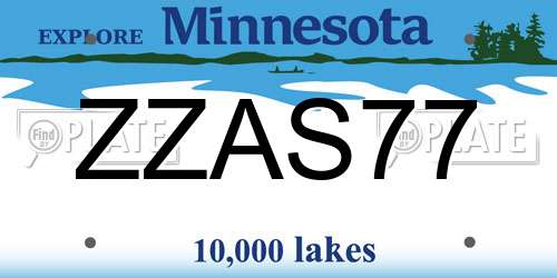 ZZAS77 Minnesota License Plate