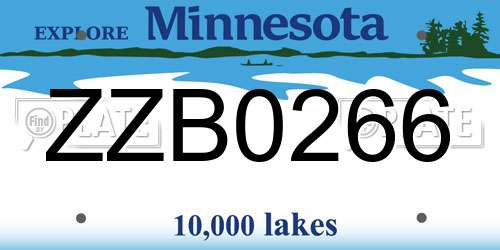 ZZB0266 Minnesota License Plate