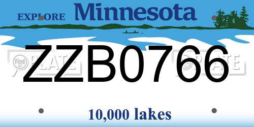 ZZB0766 Minnesota License Plate