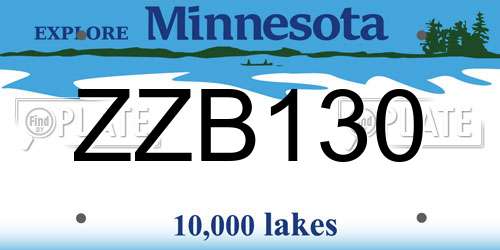 ZZB130 Minnesota License Plate