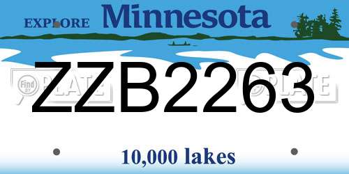 ZZB2263 Minnesota License Plate